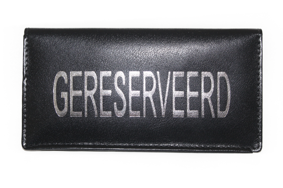 Bordje GERESERVEERD uitgevoerd in leder, per 3 stuks 6910