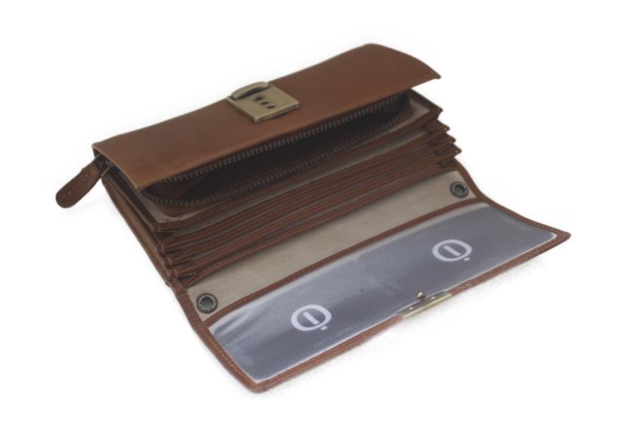 Heupschort 3-delig links voor IPad, pin-divice en horeca portemonnee Cognac 6623C