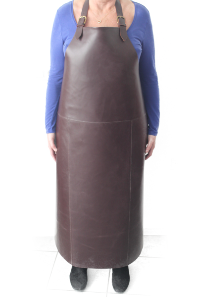 Lederen schort lang (halter) Bruin 8020
