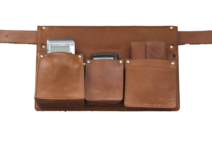 Heupschort voor pinautomaat CCV VX670 of VX680, handheld en portemonnee Rechts Cognac 6629C