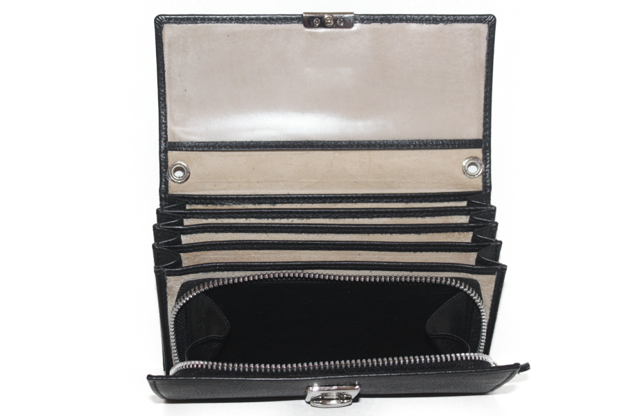 Koopmansbeurs D origineel Geheel leder 6105 drie-traps sluiting