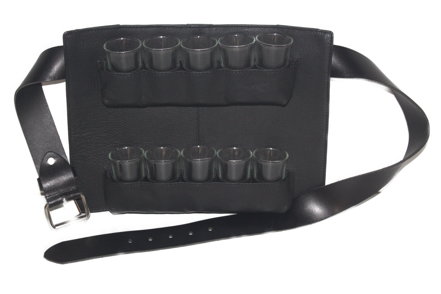 Shotjesgordel geschikt voor 10 shotjes-glaasjes zwart 6672