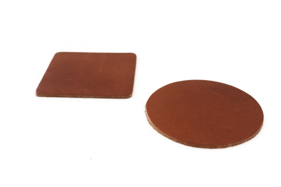 Lederen onderzetters met uw logo rond 10 stuks 3004
