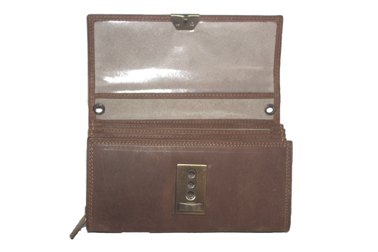 Koopmansbeurs D Hunter Geheel leder 6105H drie-traps sluiting