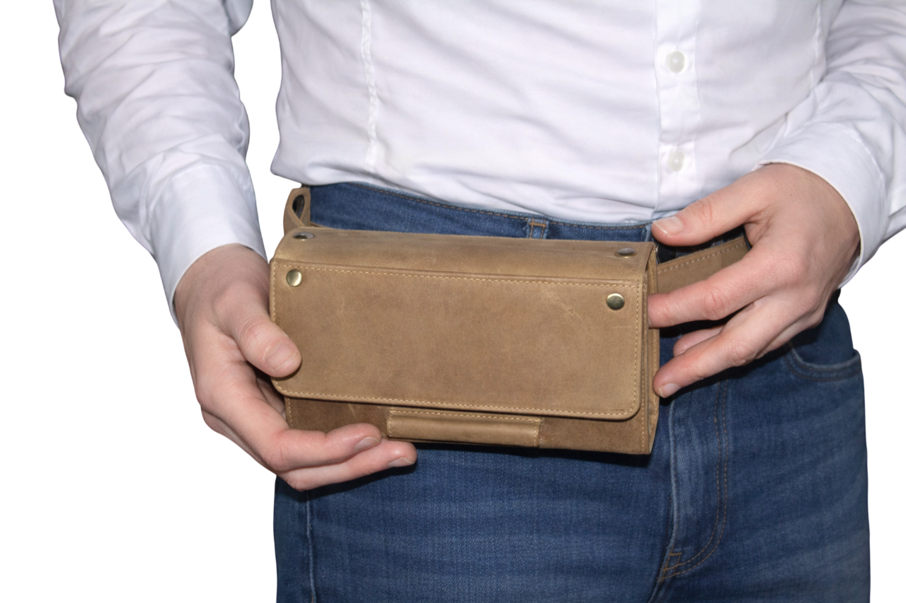 Horeca beurs Hunter Geheel leder met ruimte voor munthouder 6401ZHC klittenband sluiting