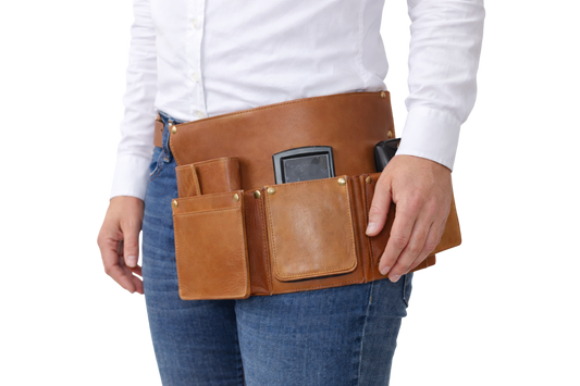 Heupschort links voor nieuw pinapparaat, handheld en  horeca portemonnee Cognac 6632C