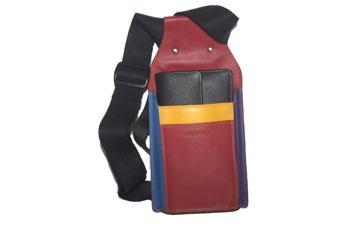 Koopmansbeurs Burkely multi-color 6128 ROOD drie-traps sluiting