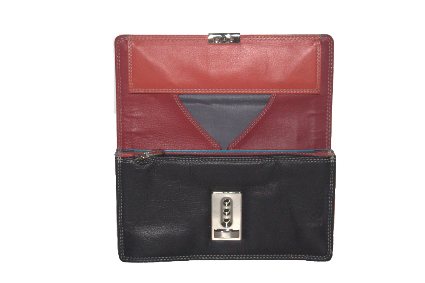 Kelnerbeurs Burkely Multi-color 6228 ZWART drie-traps sluiting