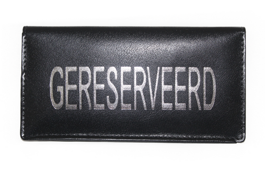 Bordje GERESERVEERD uitgevoerd in leder, per 3 stuks 6910