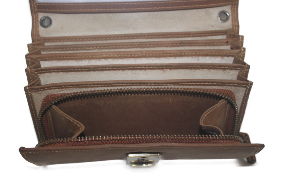 Koopmansbeurs D Hunter Geheel leder 6105H drie-traps sluiting