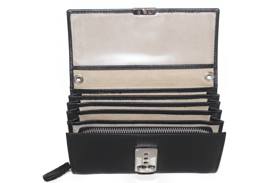 Koopmansbeurs D origineel Geheel leder 6105 drie-traps sluiting