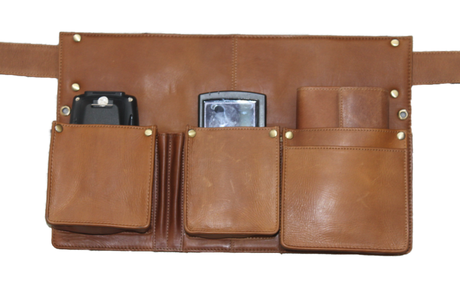 Heupschort rechts voor nieuw pinapparaat, handheld en  horeca portemonnee Cognac 6631C