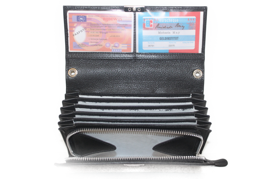 Koopmansbeurs D Deluxe Geheel leder 6120 drie-traps sluiting