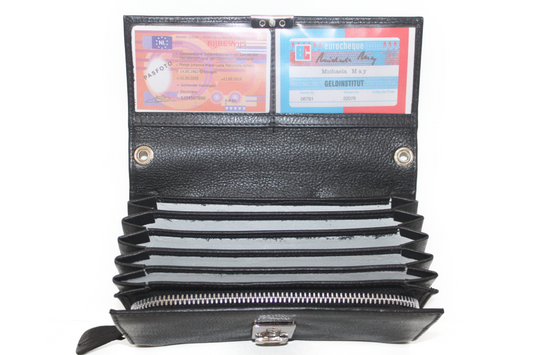 Koopmansbeurs D Deluxe Geheel leder 6120 drie-traps sluiting
