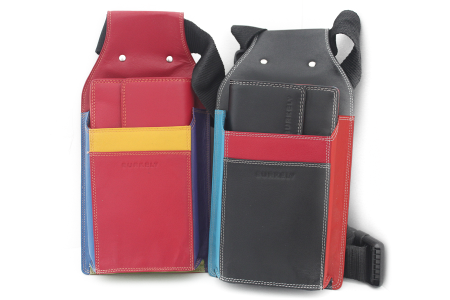 Kelnerbeurs Burkely Multi-color 6228 ZWART drie-traps sluiting